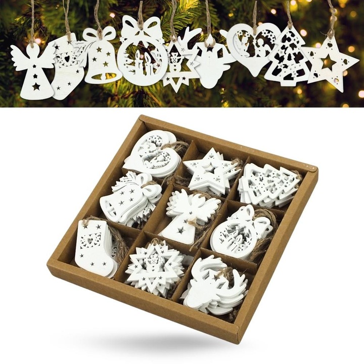 Decoratiuni de Craciun in cutie alb 54buc/cutie