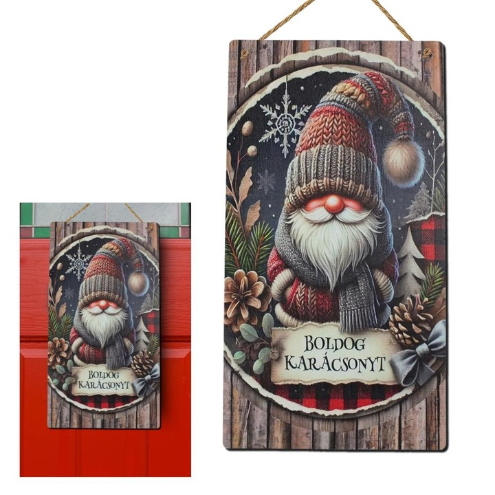 Nyomtatott fa tábla - Boldog karácsonyt 13x24, 3cm