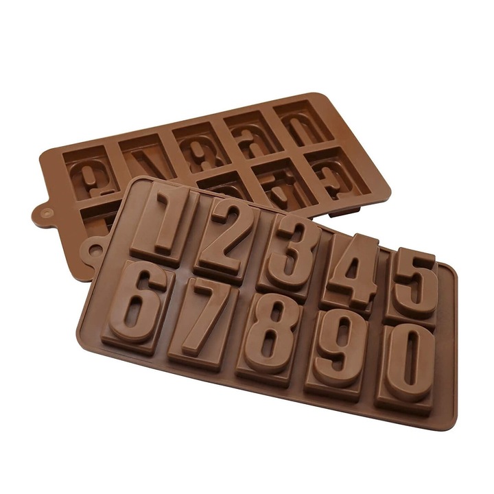 Forma Din Silicon Pentru Cifre Din Ciocolata sau Jeleu, Cifre De La 0 la 9, 20.7x11 cm, Luxer