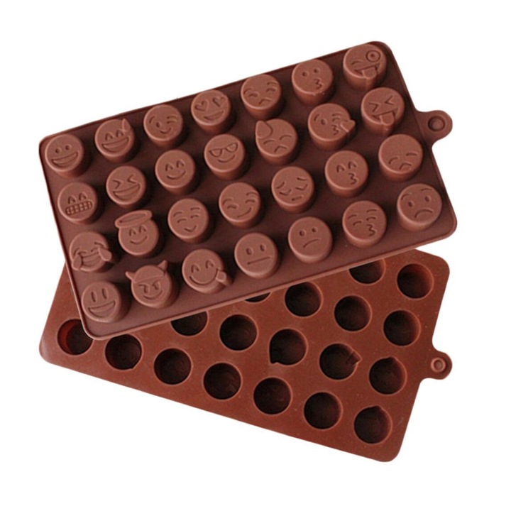 Forma Din Silicon Pentru Emoji Din Ciocolata Sau Jeleu, 7x4 Emoticoane, 18.7x11.1 cm, Luxer