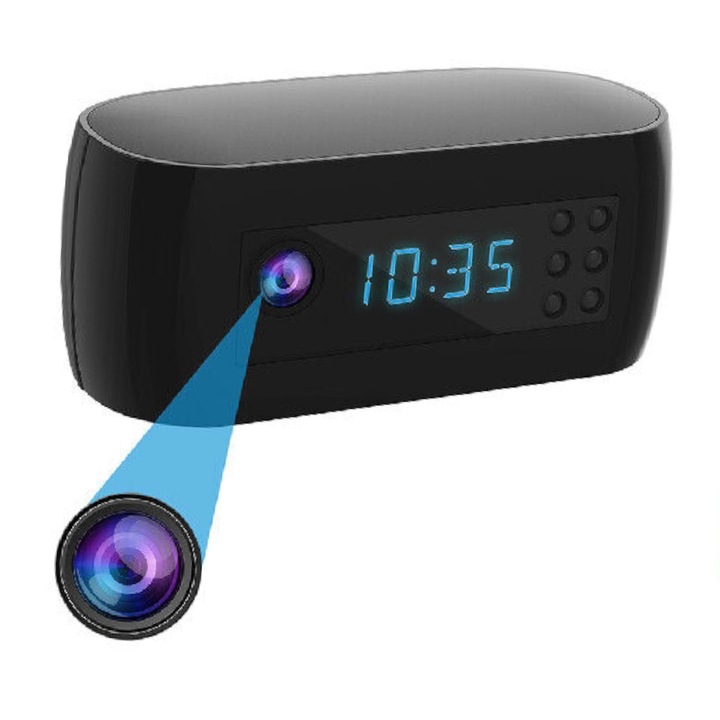 Camera de supraveghere tip spion inclusa in ceas, WiFi, Full HD 1080, vedere nocturna, detectare a miscarii in timp real, difuzor incorporat, inregistrare 4K, TF Card