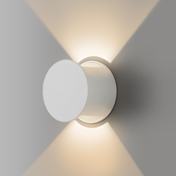 Lampa AWEKLIY 12W, lampa de exterior rezistenta la apa IP65, 3000K alb cald, design rotund modern, alb