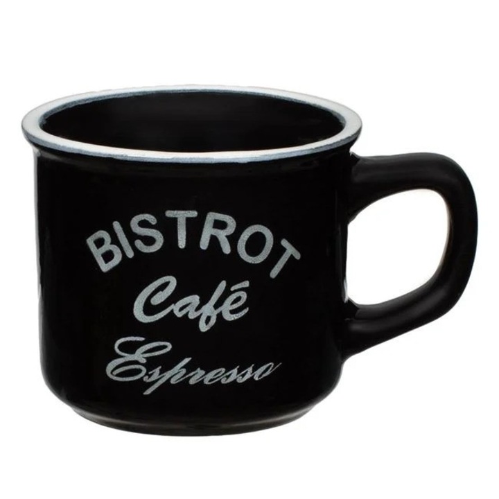 Nyland® mini kerámia kávésbögre "BISTROT Cafe Espresso" fehér-fekete 140 ml