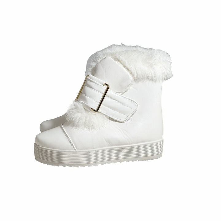 Дамски бели боти с пух, Yupy, Бял