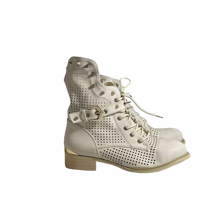 Ghete dama bej, perforate, Yupy, Bej deschis