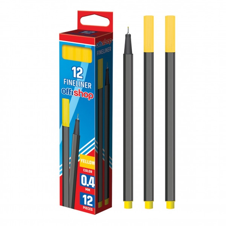 12 db-os készlet Fineliner Offishop 0,4 mm, sárga