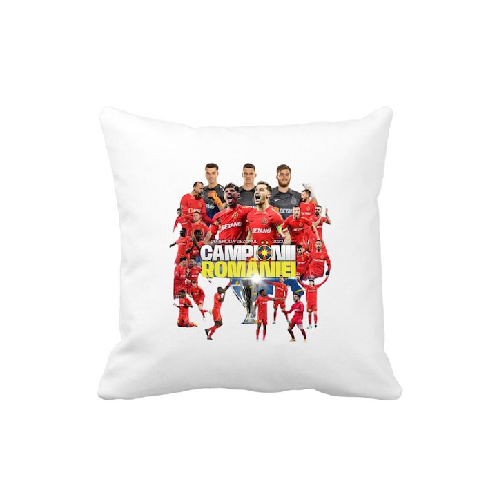 Perna cu poza echipei de fotbal FCSB campioana Romaniei in sezonul 2023/24, 40 x 40 cm, suporter FCSB, poliester, alba