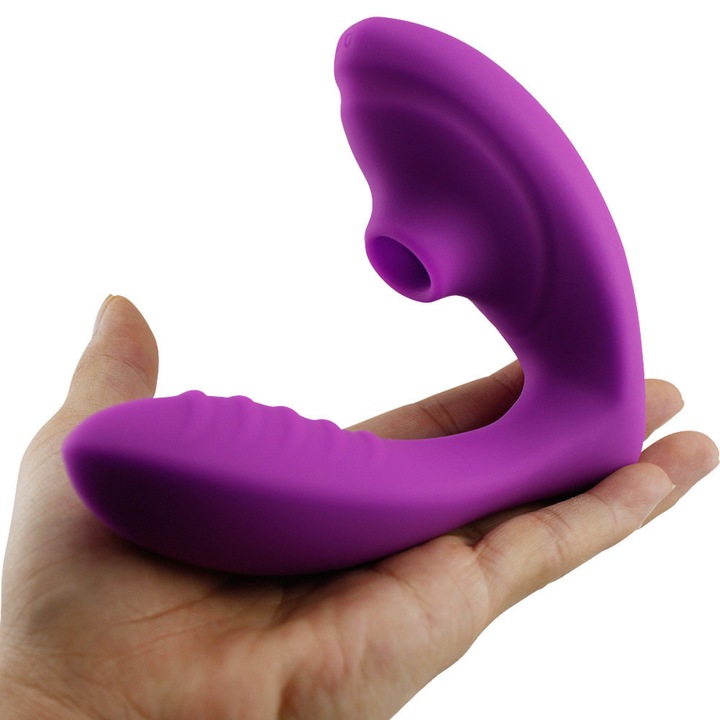 Vibrator pentru femei, HB1855, Stimulare dubla al punctului G, 10 moduri de vibrare puternice, Impermeabil, Mov
