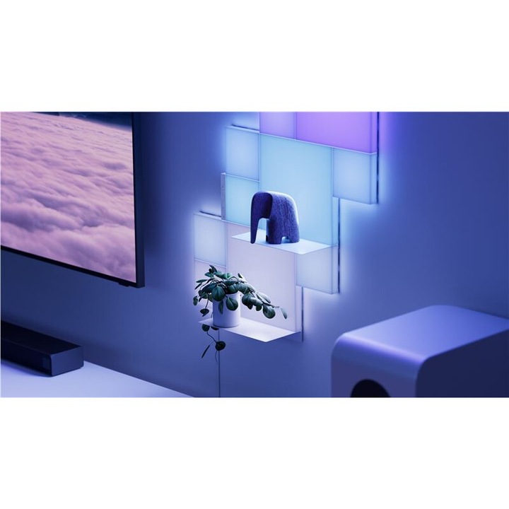Set 2 rafturi Nanoleaf Blocks Shelf, pentru extindere kit de baza Nanoleaf Blocks, LED RGBW