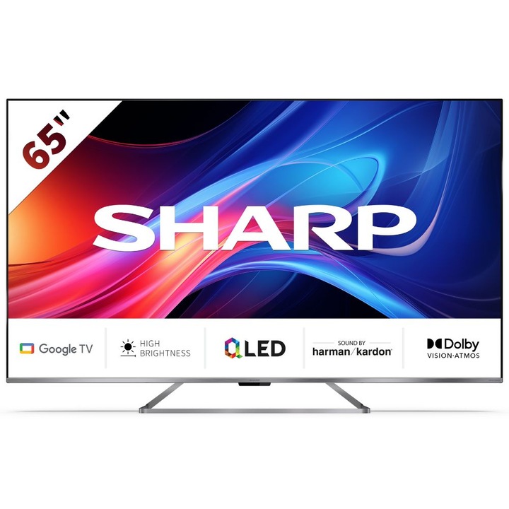 Телевизор Sharp LC-65GP7265E, 65”, 4K, Ultra HD, QLED Google TV, Сребрист