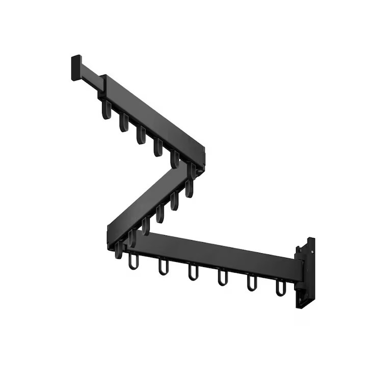 Suport pentru umerase pliabil, 18 x umerase, durabil si rezistent, reglabil, rotatie 180°, din aluminiu, negru, 120 cm