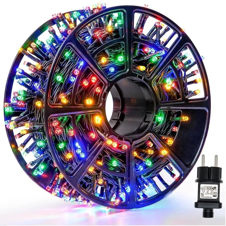 Instalatie Luminoasa tip Rola, Interior/Exterior, IP44, 8 Programe, 100m, cu 500 LED-uri, Lumina Multicolora