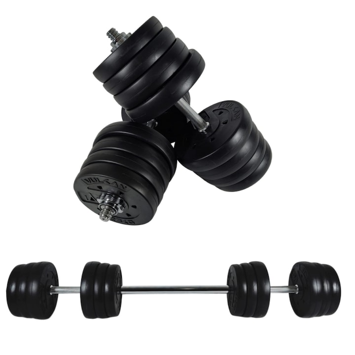 Set gantere si haltera 50 kg Vulkan® conexiuni metalice