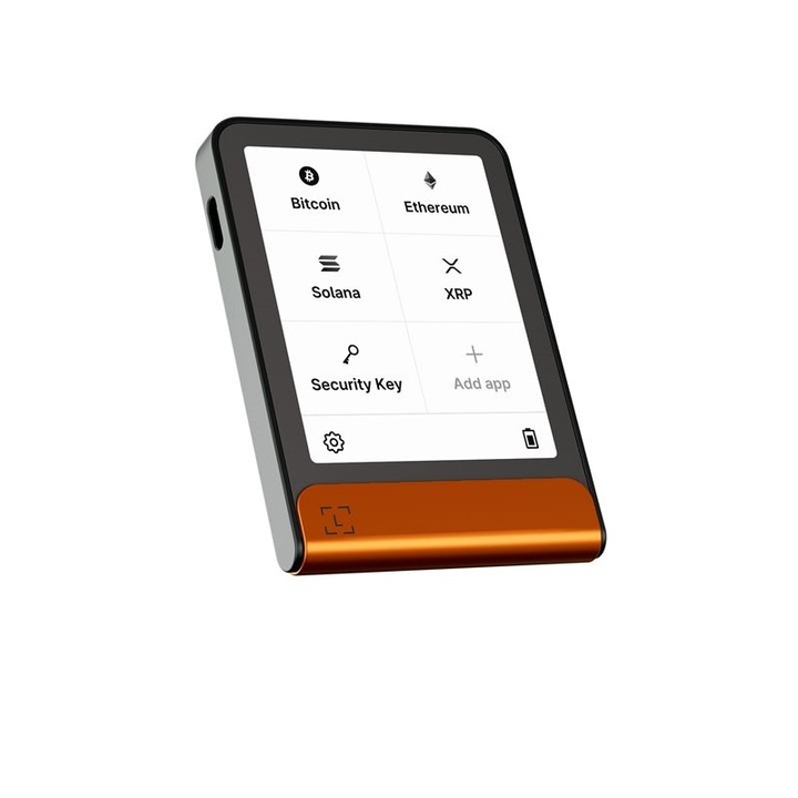 Електронен портфейл Ledger Flex Crypto, за виртуални валути Bitcoin, Ethereum, Solana, Cardano и други, Orange
