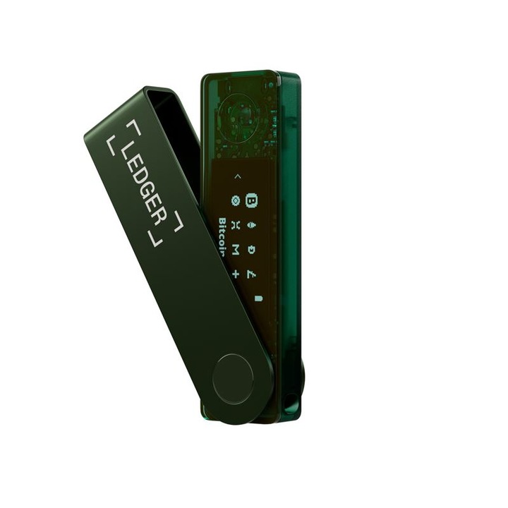 Електронен портфейл Ledger Nano X Crypto, за виртуални валути Bitcoin, Ethereum, Dash, ZCash и други, Emerald Green