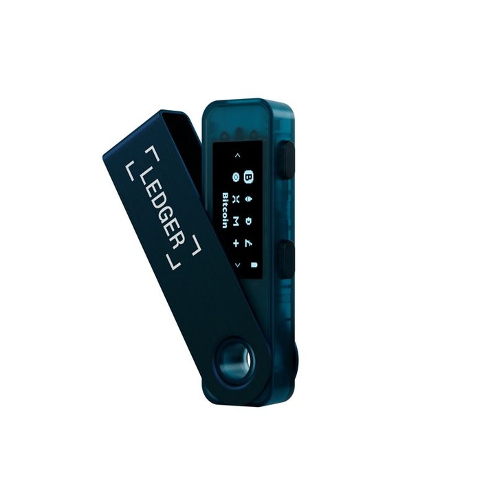 Електронен портфейл Ledger Nano S Plus Crypto, за виртуални валути Bitcoin, Ethereum, Dash, ZCash и други, Sapphire Blue