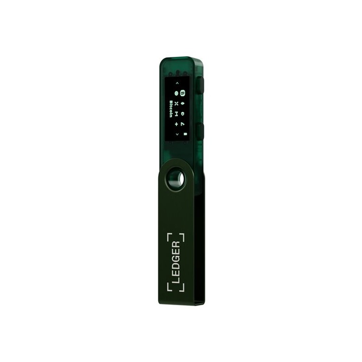 Ledger Nano S Plus Crypto elektronikus pénztárca, virtuális pénznemekhez Bitcoin, Ethereum, Dash, ZCash és mások, Smaragzöld