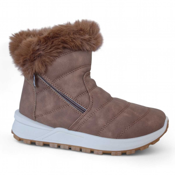 Botine apreschi pentru femei, Fashion cu TEX, inchiderea cu fermoar, cu captuseala calduroasa, Maro, Maro