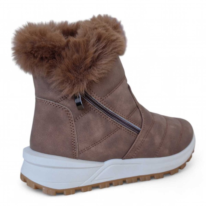 Botine apreschi pentru femei, Fashion cu TEX, inchiderea cu fermoar, cu captuseala calduroasa, Maro, Maro
