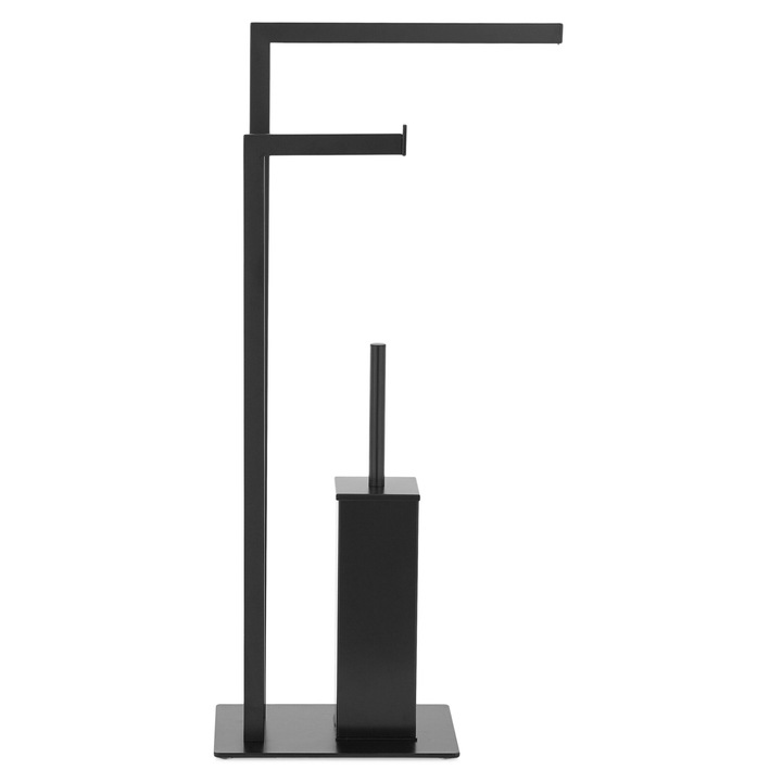 Suport stativ perie wc, hartie igienica si prosop, Maison Mex PIANTANA, L.30 l.16 H.72 cm, negru mat