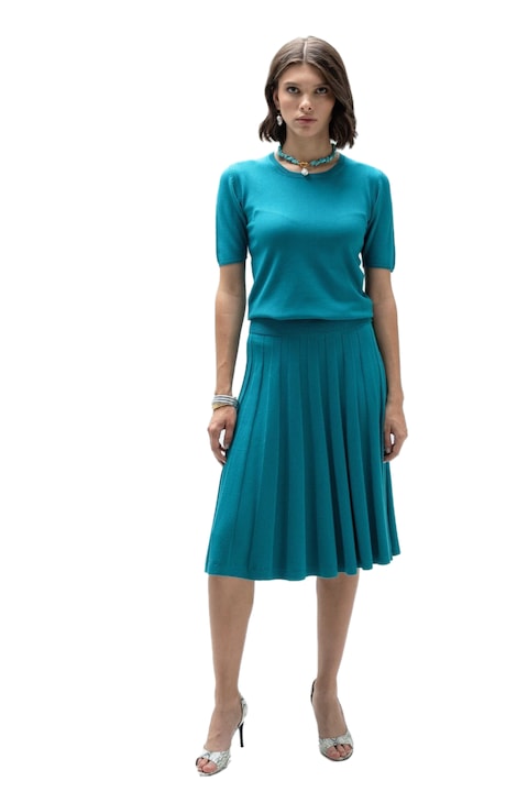 Fusta Tricotata Hermina MIDI F265, Turcoaz