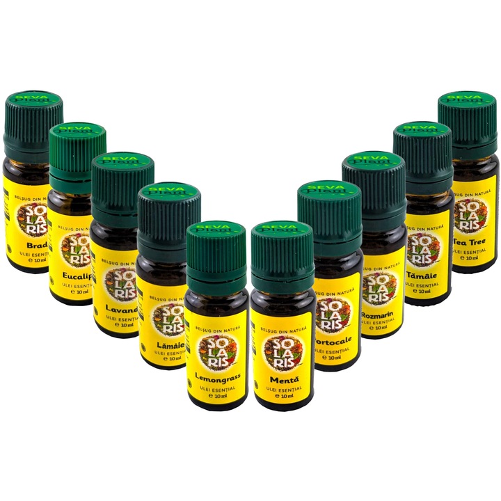 Set 10 uleiuri esentiale "Rasfat pentru intreaga familie", cu cele mai populare arome, 10x10ml, Solaris Plant