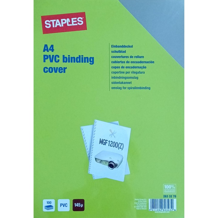 Set 100 de coperte pentru indosariere, Format A4, PVC, Transparent Lucios