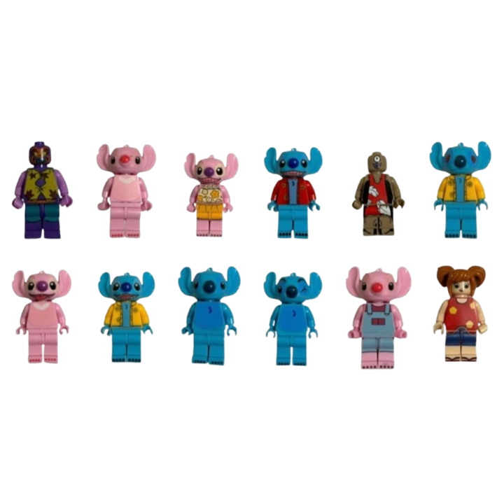 Комплект от 12 фигурки Lego с аксесоари, Lilo & Stitch, Tnagora®, 4 cm