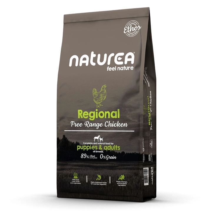 Hrana uscata pentru caini cu pui, fara cereale, Naturea, Ethos Regional, Adult, 10 Kg