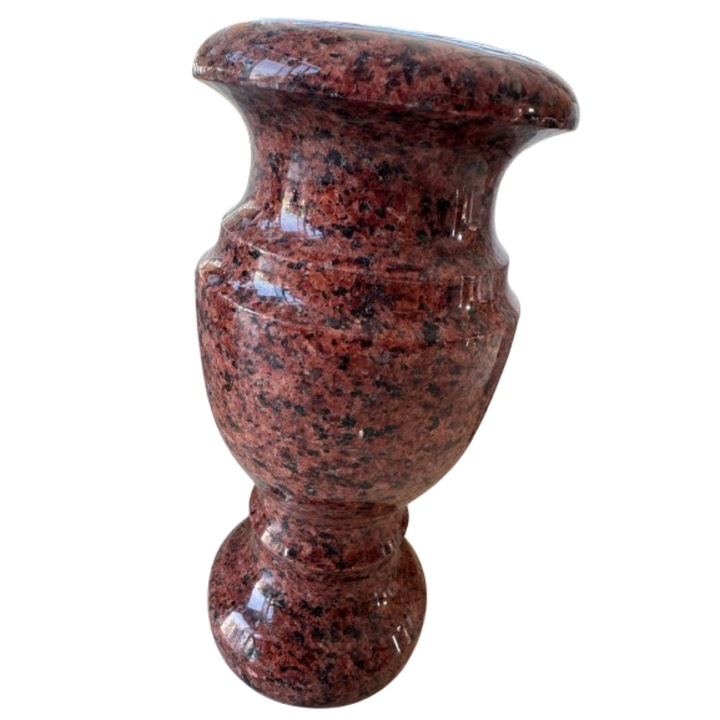 Vaza din granit rosu potrivita pentru cimitir ornamentala sau pentru flori H 30 cm