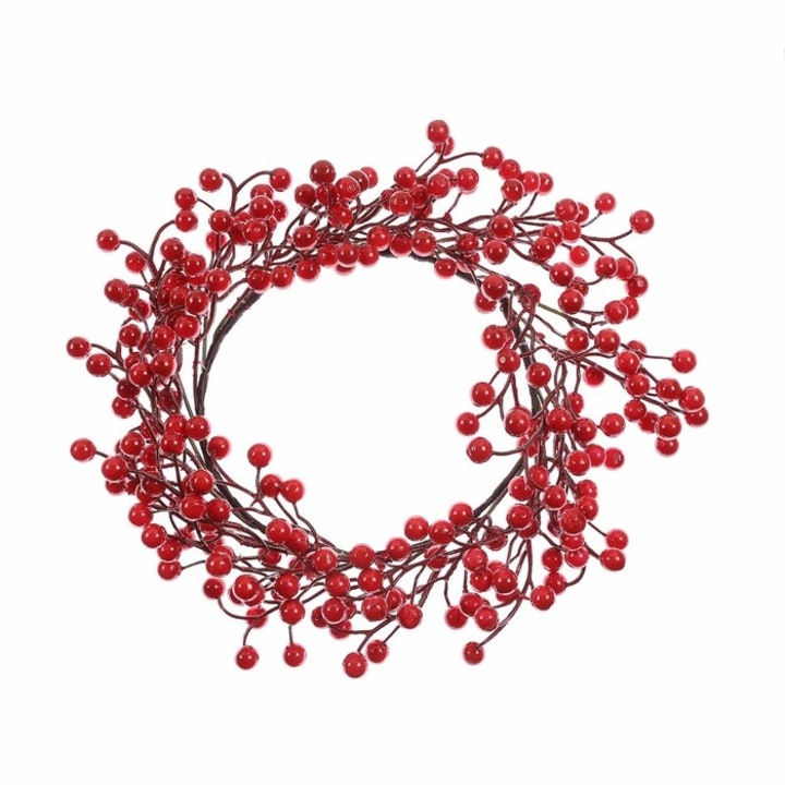 Coronita de Craciun Antbro® din spuma cu fructe rosii, 43cm