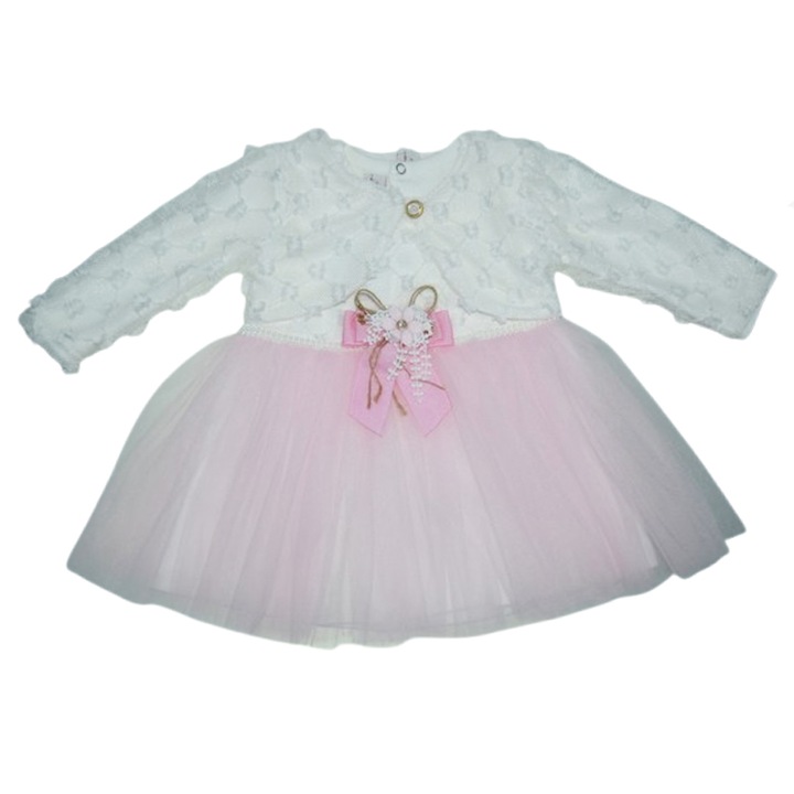 2 reszes ruha es bolero szett lanyoknak, Mini Junior RCH-481, Feher, Fehér