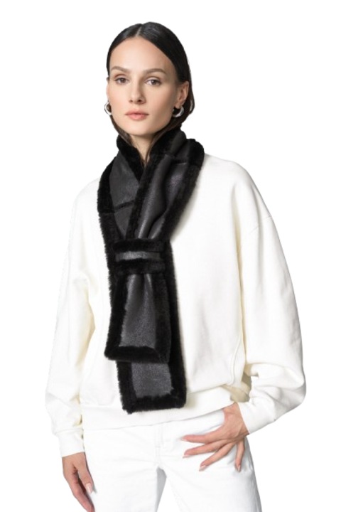 Fular dama, blana naturala, negru