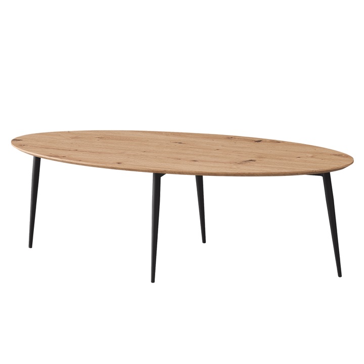 Холна маса MDF дъб занаятчийска черен метал Sanam 120x50x38 см