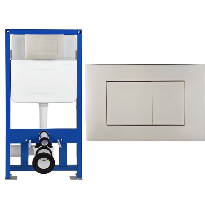 Cadru cu rezervor incastrat, latime de 50 cm, capacitate 3/8 litri, otel inoxidabil, clapeta de actionare crom din aluminiu