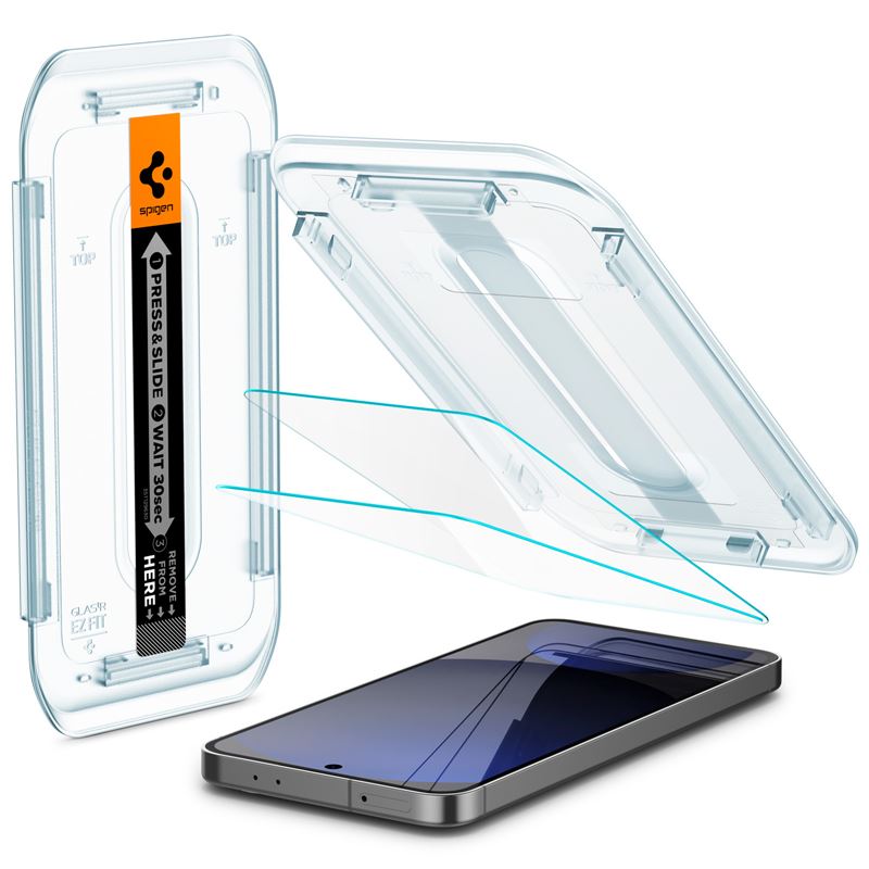Set 2 folii sticla cu sistem de montare Case friendly Spigen GLAStR EZ FIT compatibil cu Samsung Galaxy S24 FE / A56 5G