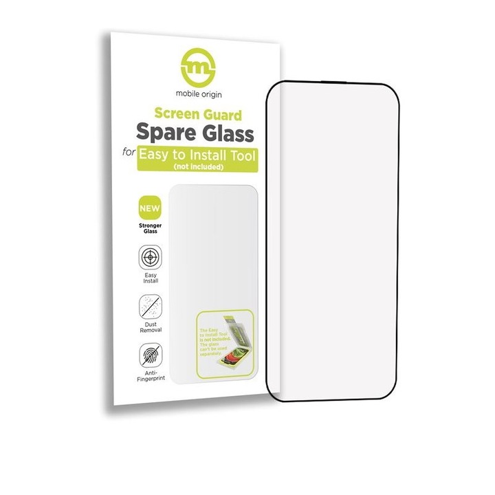 Full Cover tartalék üvegfólia a Mobile Origin Screen Guard tartalék készlethez, amely kompatibilis az iPhone 16 Black készülékkel
