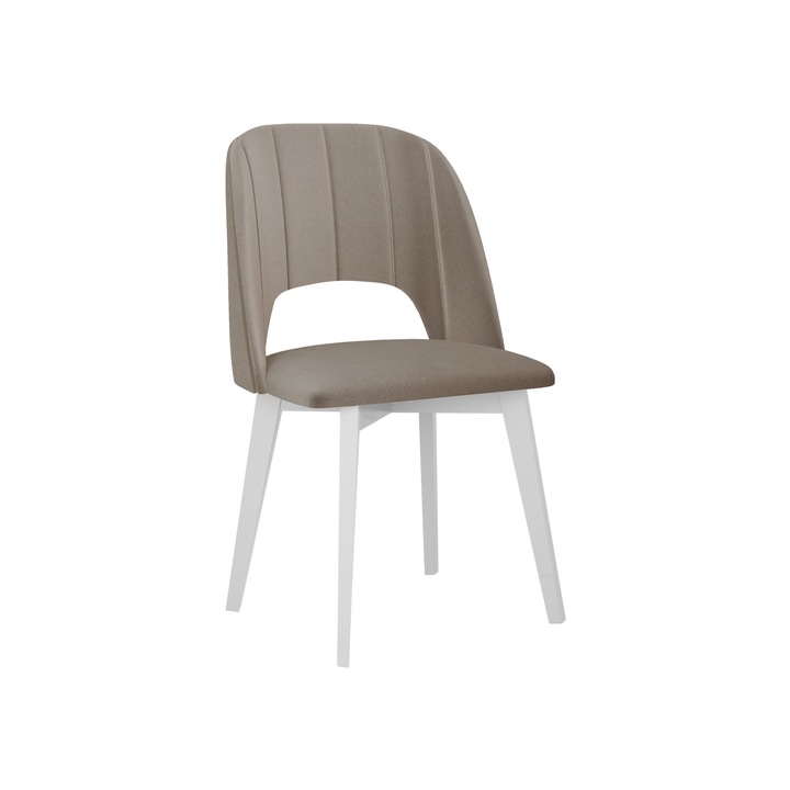 Scaun tapitat Nawki IV matlasare simpla, MIRJAN24, alb + khaki bej, 48x83x54 cm