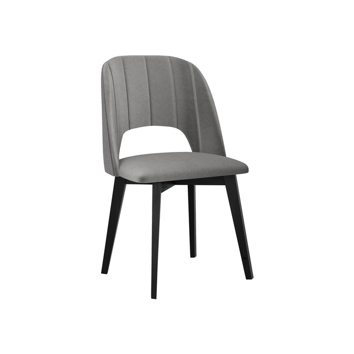 Scaun tapitat Nawki IV matlasare simpla, MIRJAN24, negru + gri, 48x83x54 cm