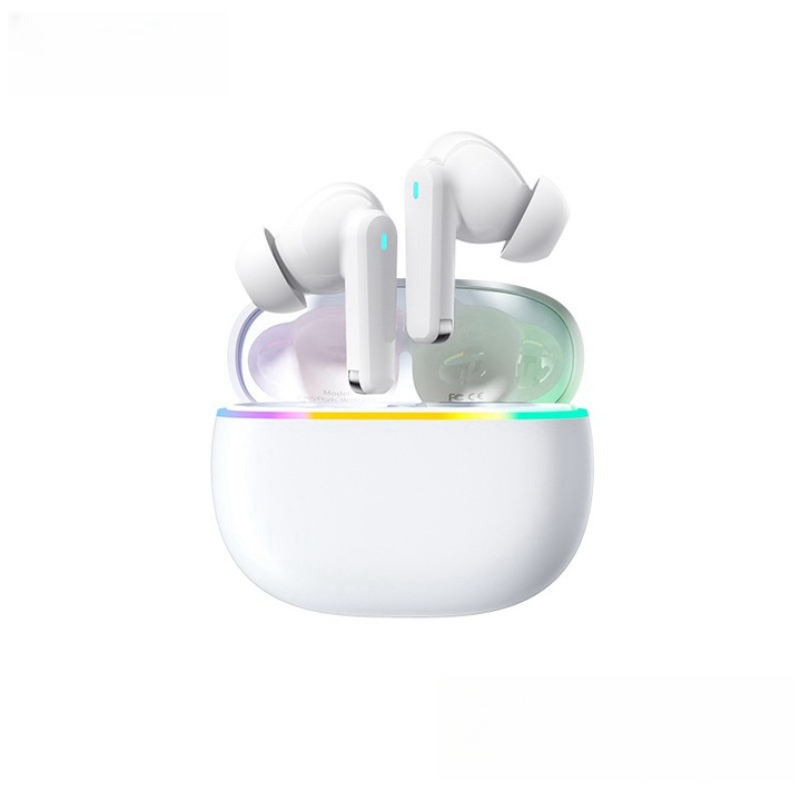 Casti Bluetooth fara fir, ANC+ENC anulare dubla a zgomotului, iluminare fantoma, calitate a sunetului la nivel HIFI, stabila si fara caderi, control tactil inteligent, durata de viata ultra lunga, compact si portabil, rezistent la apa, alb