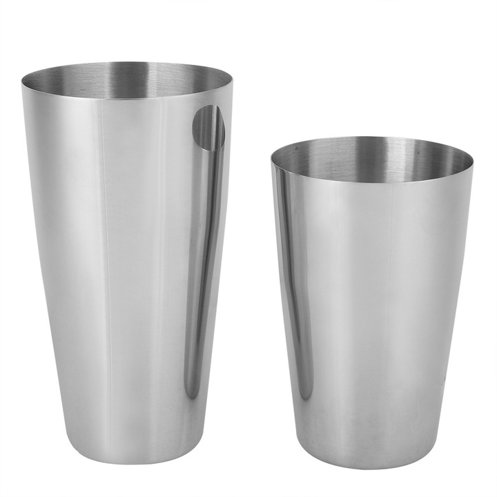 Шейкър за коктейли Bizaical, 2 броя, 750ml/550ml, неръждаема стомана, лесен за почистване, 9.2x17cm/8.8x13.5cm