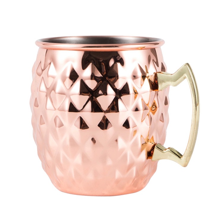 Rozsdamentes acél bögre, Jormftte, 600ml, rózsaarany, koktélokhoz és alkoholos italokhoz