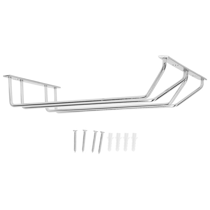 Jormftte rozsdamentes acél borospohártartók, 2 soros, krómozott, szekrény alá szerelhető