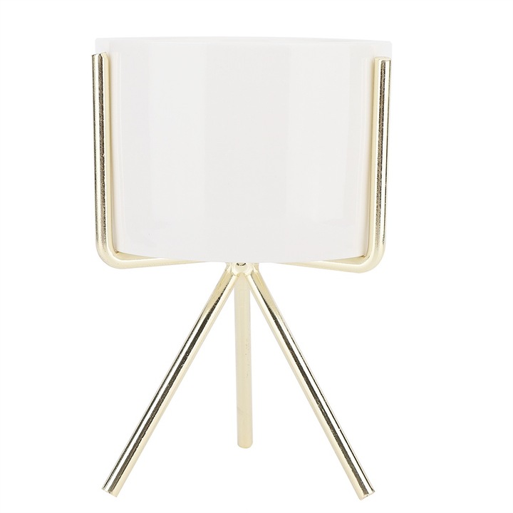 Jormftte kerámia virágtartó fém állvánnyal, egyszerű, elegáns design, 13x8cm, arany