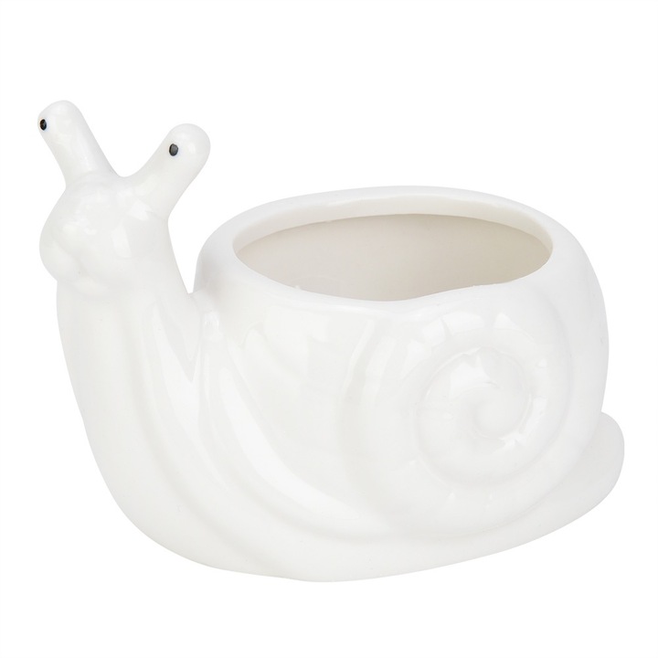 Kerámia kaspó pozsgásoknak, Jormftte, csiga alakú, vízelvezető nyílással, 10x10cm