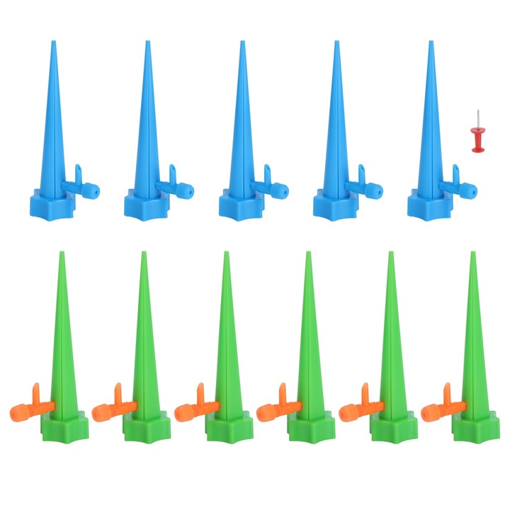 Комплект от 12 Автоматични Спринклера за Поливане с Клапани, Аксесоари за Напояване, 3 см, Многоцветен