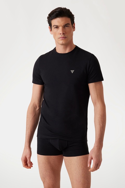 GUESS, Set de tricou de casa si boxeri, Negru