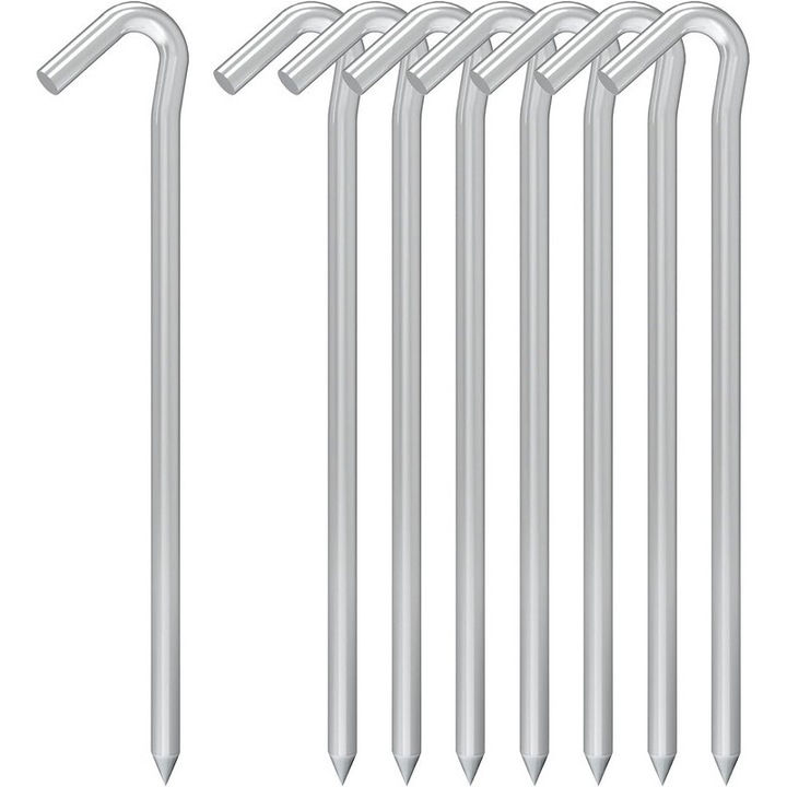 Комплект 25 галванизирани стоманени колчета за палатка Niks, 9", издръжливи, за къмпинг и градина