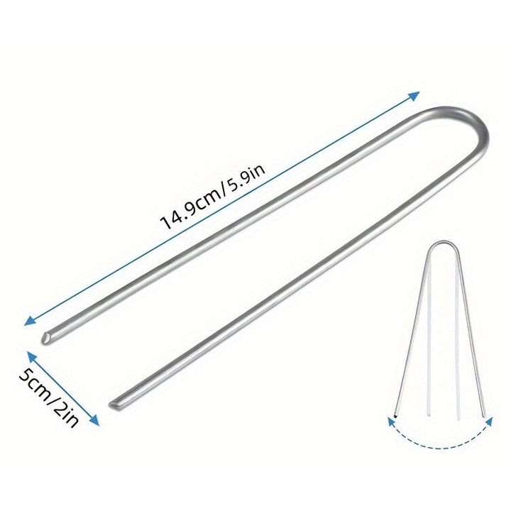 Set 40 piese cuie U pentru gradina, Niks, metal rezistent la rugina, 6 inch, pentru fixarea gazonului