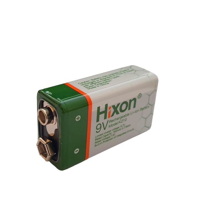 Acumulator 9V, Li-Ion, 760 mAh, cu incarcare prin cablu USB-C